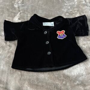 Black Velvet Button-Up with Colorful Patch